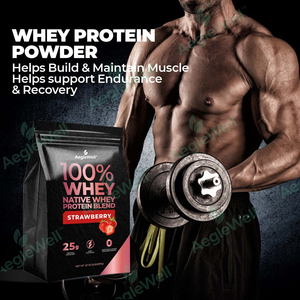 Aeglewell Mélange de protéines de lactosérum 100% natif à bon prix, isolat de protéines de lactosérum, saveur fraise, 2 lb /32 oz (907g) - Product Image 5