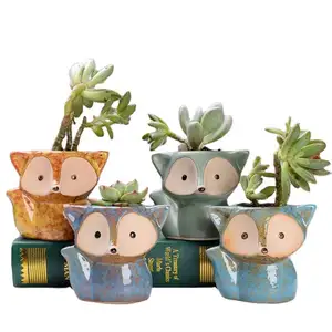 Garten dekoration Blumentopf Bunte Cartoon Fox Sukkulente Blumentöpfe Moderne Keramik Mini Pflanzer Ornament