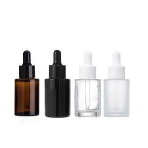 Hot Selling 30ml Glass Dropper <b>Bottles</b> 1oz Round 30ML Amber Frosted Clear Black Color Glass <b>Empty</b> Dropper <b>Bottle</b> - Product Image 3