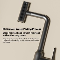 Robinet de cuisine en acier inoxydable, finition bronze, avec bec cascade 4 voies, fonction pluie, sans contact, eau chaude et froide, monotrou, à poser sur plan, mitigeur d'évier