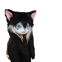 Masque de tête en peluche Fursuit, tête d'animal mignonne, oreilles de chat, accessoire de cosplay, tête de bête de dessin animé pour Anime Comic Con Party