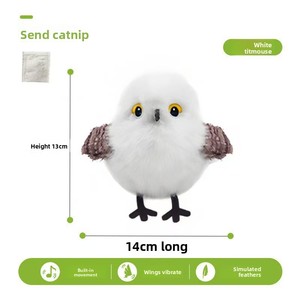 Jouet pour <span class=keywords><strong>chat</strong></span> en plastique écologique, réaliste, amusant, à activation tactile, qui bat des ailes et chante, simulation d'oiseau, rechargeable, moelleux - Product Image 5