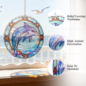 Adorno Colgante de Cristal Templado con Diseño de Delfín y Cinta, Regalos de Playa para Amigos, Decoración para Casa de Playa - Product Image 4