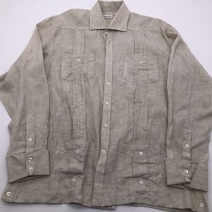 Camisa de hombre de manga larga con cuatro bolsillos de lino 100% del fabricante OEM - Product Image 3