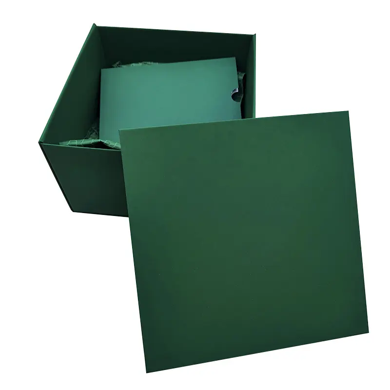 Creative boutique lid and base style green gift box is used for packaging cosmetics foldable Reduce freight and cost