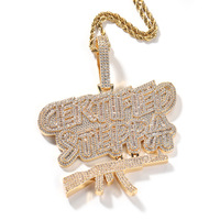 Pendentif lettre Steppa certifié par sublimation glacé AK 47 Gun Brass Zircon Charms Collier chaîne corde torsadée en acier inoxydable