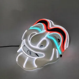 Máscara <span class=keywords><strong>de</strong></span> neón con luz LED, máscara brillante <span class=keywords><strong>de</strong></span> terror, accesorios <span class=keywords><strong>de</strong></span> cosplay <span class=keywords><strong>de</strong></span> Money Heist para hombre y mujer, suministros para disfraces <span class=keywords><strong>de</strong></span> halloween - Product Image 1