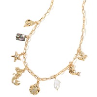 Collier pendentif en coquillage de mer en pierre CZ Perle naturelle Vente chaude Plaqué or Étoile de mer Baleine Charme de vacances d'été Collier pour filles