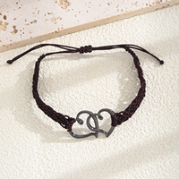 Ensemble de 4 bracelets en alliage noir avec breloques, coquillages cauris, fer à cheval, cœur, croix, pendentifs, bijoux religieux bohèmes pour femmes