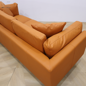 लिविंग रूम के लिए लक्जरी समकालीन प्राचीन मध्य शताब्दी 3 सीटर आधुनिक फर्नीचर चमड़ा काउच अनुभागीय सोफा - Product Image 5