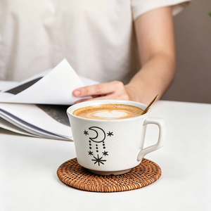 Tazza Creativa Dipinta a Mano Sole Luna Minimalista 350ml, Tazza da Caffè in Terracotta Opaca, Perfetta per Caffetterie - Product Image 5