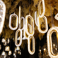 Luminaire suspendu ovale en acrylique LED de luxe pour la décoration de mariage, salle de banquet, scène, fête, événement