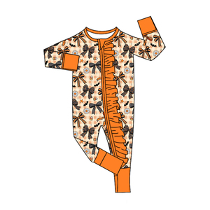 Combinaison à manches longues pour bébés filles, motif nœud violet Halloween, crâne et citrouille, tenue de nuit hivernale pour les fêtes - Product Image 5