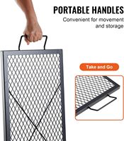 Grille de cuisson rectangulaire pour foyer extérieur en acier noir robuste avec poignées, pour barbecue et brasero de jardin
