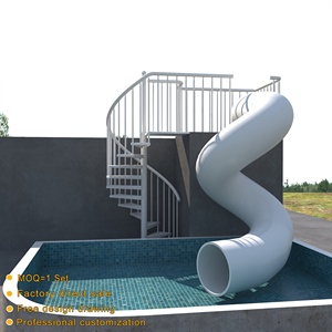 <span class=keywords><strong>Escalier</strong></span> <span class=keywords><strong>en</strong></span> spirale extérieur <span class=keywords><strong>en</strong></span> acier inoxydable avec toboggan tubulaire entièrement fermé pour les espaces extérieurs au bord de la piscine - Product Image 2