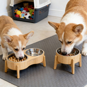 Tigelas Elevadas para Cães/Gatos com Alimentador Lento, Tigela de Bambu com Suporte de Aço Inoxidável - Resistente a Quedas - Product Image 5