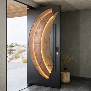 <span class=keywords><strong>Porte</strong></span> <span class=keywords><strong>d</strong></span>'<span class=keywords><strong>entrée</strong></span> pivotante moderne de luxe au design américain 3D, en <span class=keywords><strong>bois</strong></span> et <span class=keywords><strong>aluminium</strong></span>, pour villa, avec sécurité renforcée - Product Image 4