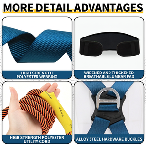 Full Body Safety <b>Harness</b> Fall Protection Work at Height <b>Belt</b> with Thickened Leg Support Quick Connect Buckles - Product Image 2