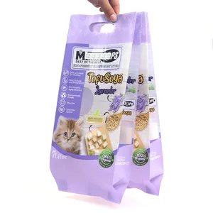 Cetak kustom dapat digunakan kembali ramah lingkungan kertas Kraft tahu kucing sampah PASIR tas kotoran kucing