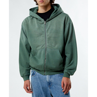 Usine En Gros Dip Dye Full Zip up Vestes Hommes Poids Lourd Coton Vintage Lavage À L'Acide Peinture À Capuche