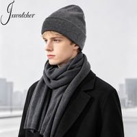 Jxwatcher Ensemble Bonnet et Écharpe Longue Épaisse et Douce en Cachemire Tricoté pour Hommes et Femmes – 2 Pièces Chaudes pour l'Hiver
