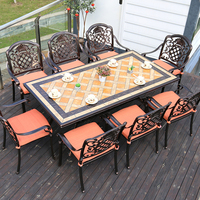 Mobilier de jardin moderne en aluminium Ensembles de table de salle à manger royale pour l'extérieur en métal Table à manger Gartenmbel
