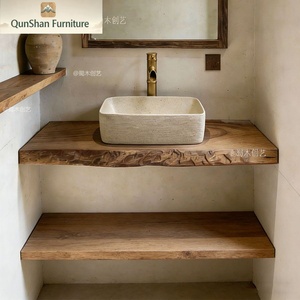 Mueble <span class=keywords><strong>de</strong></span> <span class=keywords><strong>Baño</strong></span> Flotante <span class=keywords><strong>de</strong></span> Madera Maciza Rústica con Borde Natural, Gabinete <span class=keywords><strong>de</strong></span> Lavabo Flotante <span class=keywords><strong>de</strong></span> Madera Natural, Almacenamiento <span class=keywords><strong>para</strong></span> <span class=keywords><strong>Baño</strong></span> en Espacios <span class=keywords><strong>Pequeños</strong></span> - Product Image 5