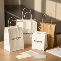 Sacs d'art colorés personnalisés, faits main, recyclables, en carton ivoire, avec poignées torsadées, pour emporter, impression numérique classique, imprimés sur mesure