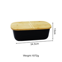 Vente en gros Récipient de rangement pour pain de grande capacité Boîte à pain de cuisine en plastique avec couvercle en bambou