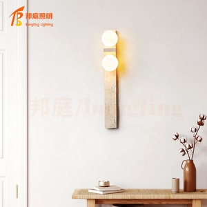 Luminária de Parede Wabi-sabi em Travertino, Fixação Vertical em Pedra, Lâmpadas de Globo Duplo LED, Iluminação Minimalista Luxuosa para Quarto com Brilho Ambiente - Product Image 2