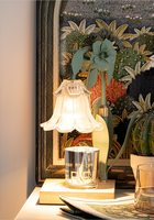 Chauffe-bougie personnalisé Lampe à parfum de fleur de luxe Lampe à minuterie électrique en verre à hauteur réglable avec 2 ampoules halogènes