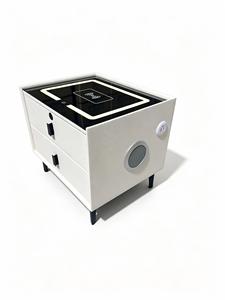 Mesita de Noche Moderna y Duradera con Carga Inalámbrica, 2 Cajones y Tapa de Vidrio Templado, Mueble Minimalista para Dormitorio - Product Image 1