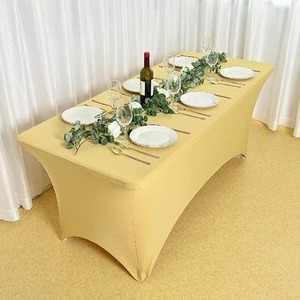 Tessuto di servizio di stampa personalizzato tovaglia colorata dotata di 6 piedi tovaglia elastica con Logo stampato retangolare tovaglia - Product Image 6