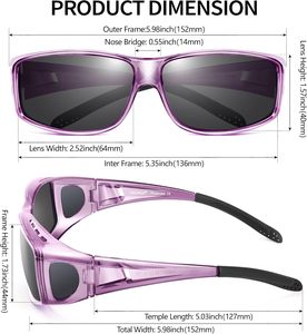 Gafas de sol polarizadas con protección UV 100%, cuadradas envolventes para hombres y mujeres, lentes táctiles de PC, gafas de ajuste perfecto para conducir - Product Image 3