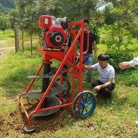 Tarière à essence pour sol et terre de 2500 mm de profondeur, perceuse à terre à couple élevé avec roues