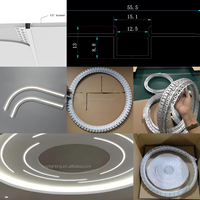 Profilé LED flexible en aluminium à encastrer, alliage 6063 CE, pour éclairage sans joint sur plafond et mur en plâtre courbé