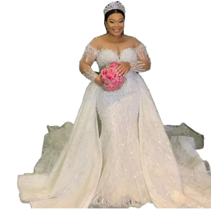S3004F Nuevo Vestido de Novia Desmontable con Cola de Encaje, Superventas - Product Image 1