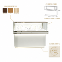 Vitrine d'îlot moderne de luxe à LED, écologique et durable, pour salles de présentation de bijoux haut de gamme, couleurs personnalisables