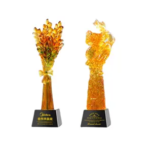 Fabrikant Luxe Exquise Vakmanschap Glas Gouden Award Kristallen Trofeeën Bekers