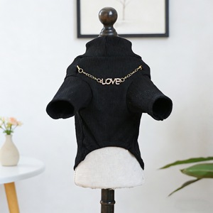 Ropa para mascotas, camiseta interior con collar Love, camisa de capa base de poliéster negra para perros pequeños y medianos, gatos, para las cuatro estaciones - Product Image 4