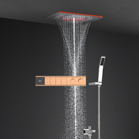 Ensemble de douche thermostatique intelligent à affichage numérique LED en or rose de luxe, en acier inoxydable et laiton, moderne, à fixation murale