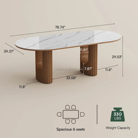 Ensemble de table à manger extensible ronde à ovale, fabrication OEM, base à piétement rainuré, mobilier de salle à manger élégant pour la famille, avec 6 chaises, 8 places