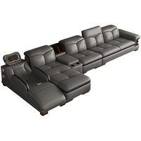 Ensemble de canapés modulaires en cuir intelligent, ultra confortables, modernes et luxueux, avec haut-parleur Bluetooth et fonction massage pour salon