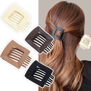 Pinza de pelo de resina curvada cómoda de Corea con pico de pato plano esmerilado hueco brillante forma de lingote pinzas para el cabello accesorios para mujeres - Product Image 1
