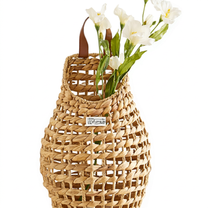 Handmade Water Hyacinth Woven Basket Round Bohemian Style Flower Pot for Living Room Storage Baskets - Product Image 1