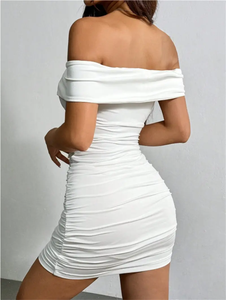 Индивидуальное высококачественное сексуальное облегающее платье с открытыми плечами, повседневное, для клуба, выпускного вечера, с эффектом утончения талии, с коротким рукавом, для женщин - Product Image 2