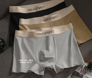 Custom Logo <strong>Men's</strong> Knitted Cotton Boxer <strong>Briefs</strong> Underwear Shorts Breathable Anti-Bacterial - Product Image 1