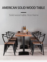 Ensemble de table à manger de style nordique industriel en bois de chêne pour 4 personnes avec structure en fer, écologique et durable