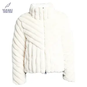 YuFanODM卸売カスタム無地レディースルーズジャケットシェルパ冬コート女性用ストリートファッションフリース