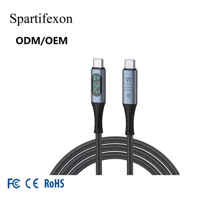 240w Usb C to C Fast Charging Cable With Led Display, Pd3.1 Usb4 8k/60hz, Nylon Braided Type-c Cable Cord Type-c Charger Cable